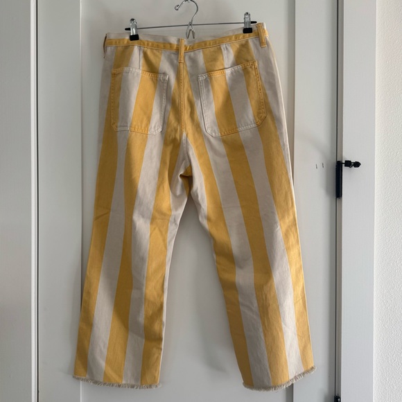 NWT J. Crew Sailor Mid-Rise Relaxed Demi-Boot Jean in Sunflower Stripe - Picture 5 of 7